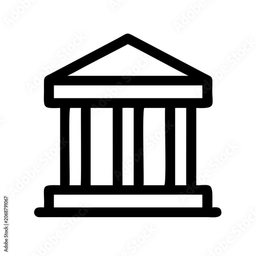 Classic greek temple architecture building icon - Minimalist black and white vector icon of a traditional Greek temple structure with columns and pediment.