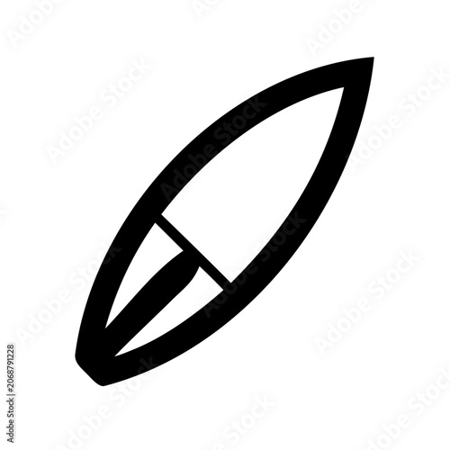 Minimalist boat icon with sail and cross section - Simple vector icon of a sleek boat with sail and cross-sectional view for modern designs and infographics.