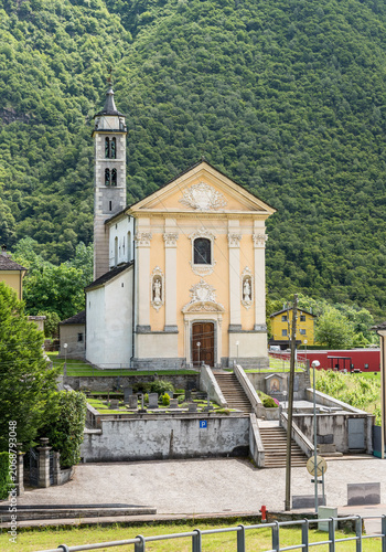 The Church of San Secondo in Ludiano, a picturesque hamlet of Serravalle in the Canton of Ticino, Switzerland