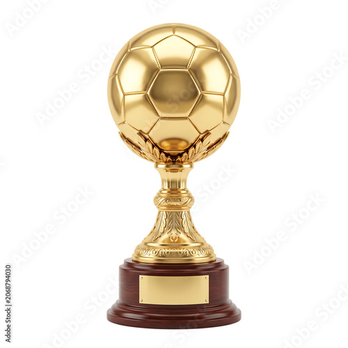 Golden Soccer Ball Trophy Isolated Transparent Background