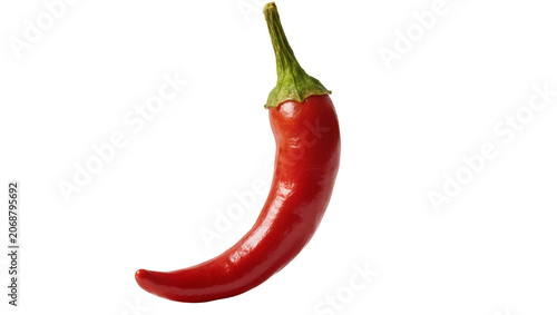 Fotografía Single ripe red chili pepper with green stem, isolated on transparent background