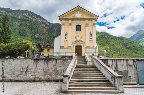 The Church of San Secondo in Ludiano, a picturesque hamlet of Serravalle in the Canton of Ticino, Switzerland