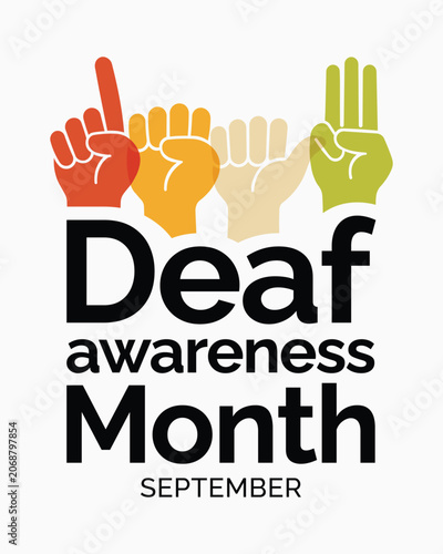 Deaf awareness month in September with sign language concept. Vector illustration