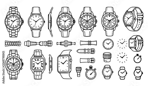 Konstfotografi Collection of various watch styles and components