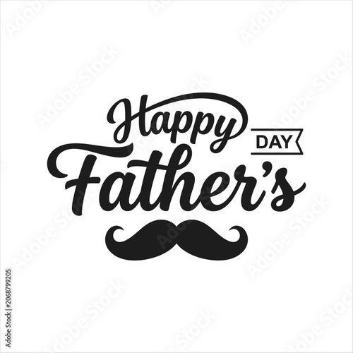 Father's Day Greeting with Mustache Graphic and Banner Featuring Happy, Celebration, Typography with Design and Illustration