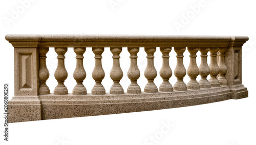 Tableau sur toile Ornate balustrade with carved balusters and base, isolated on transparent backgr