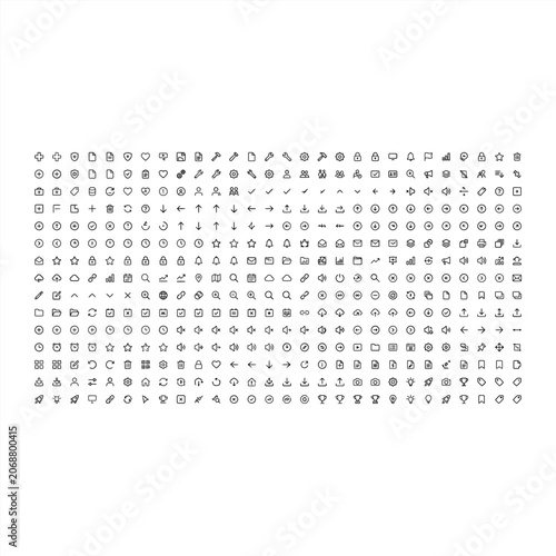 Icon Set Collection of Thin Line Symbols for Interface, Navigation, Communication, Security, and Alerts