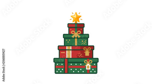 Minimalist Flat Design Christmas Holiday Evergreen Tree Icon in White Space Festive Season Decorated Conifer Symbol Single Line Art for Seasonal Greetings Cards Websites and Digital Media