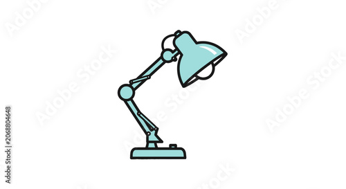 Desk lamp with adjustable arm.
