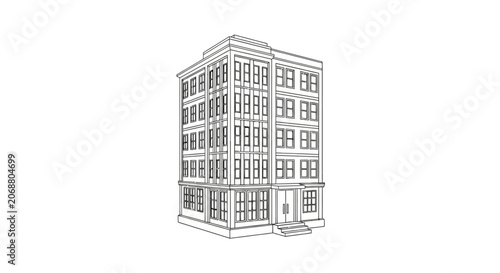 Detailed drawing of a building corner.