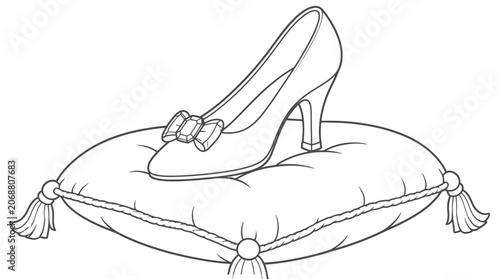 Cuadro en lienzo A single elegant shoe rests upon a decorative cushion