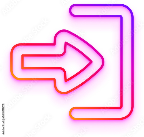 Canvas Print Login icon with neon gradient glow outline stroke in yellow orange pink purple f