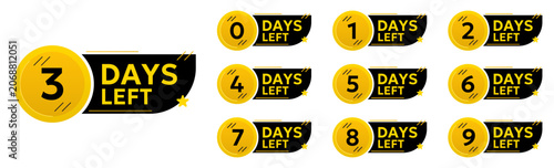 Canvastavla Countdown days left badge collection in black and gold style