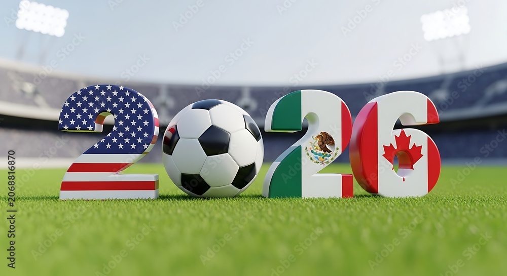 Fototapeta premium 2026 world cup hosts usa mexico canada football stadium