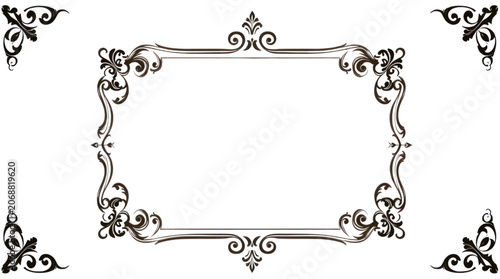 Photos Ornate Dark Brown Frame with Elegant Scrollwork on Black Background for Design