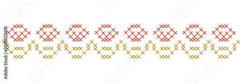 Foto Folk cross stitch ribbon tapestry border and geometric floral sampler frames