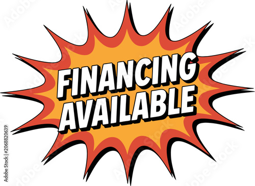 Financing Available Starburst Graphic with Text money loan