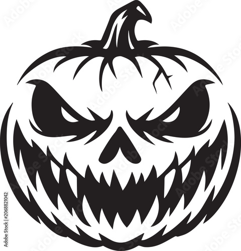 Scary jack o lantern with sharp teeth and spooky face design Vector