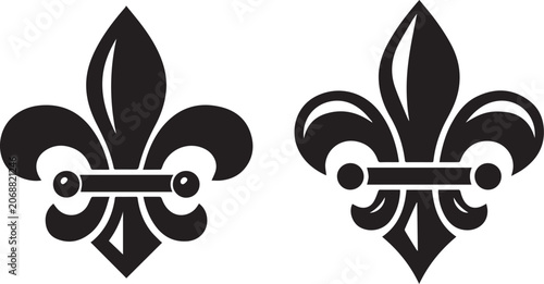 Fotografie Black fleur-de-lis symbol with crossbar and dots Vector