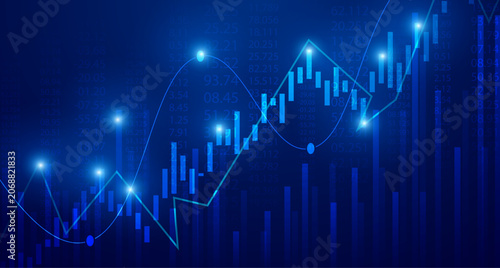 Photos Abstract stock market financial graph with candlestick chart and trending lines