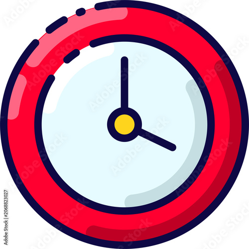 Red Time Clock Icon Illustration
