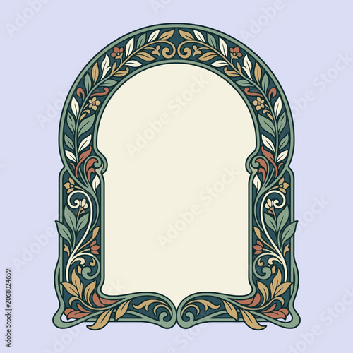 An elegant art nouveau frame with intricate floral leaf patterns
