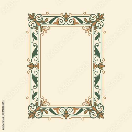 An elegant rectangular frame with intricate vintage floral scrollwork patterns
