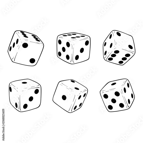 Cuadro en lienzo vector line art hand drawn illustration set collection of a dice