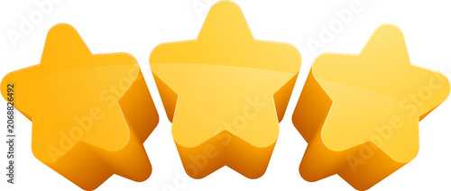 3D Three Golden Stars Rating Icon
