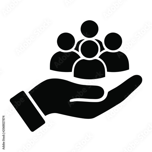hand holding three people icon symbol