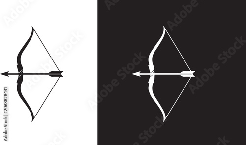 Archer bow and arrow simple silhouette icon vector