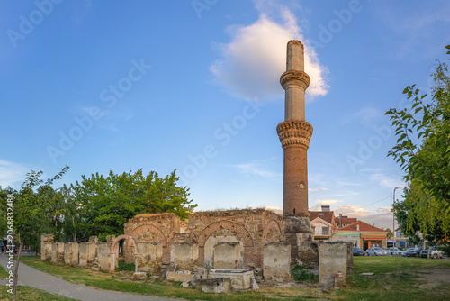 Ruins of Ottoman Mosque with Standing Minaret at Golden Hour -Prilep, North Macedonia