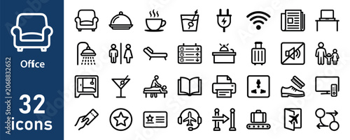 Εκτύπωση καμβά Office and Airport Lounge Icon Set