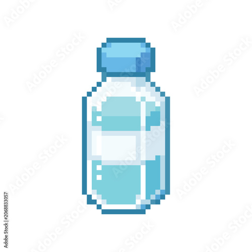 Foto Pixel art water bottle vector icon isolated on white background