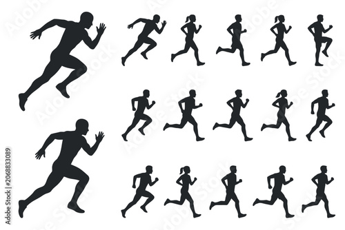 Running People Silhouette Set for Sports Design