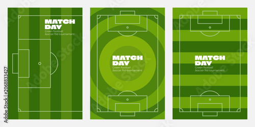 Set of match day soccer field graphic templates for social media banners