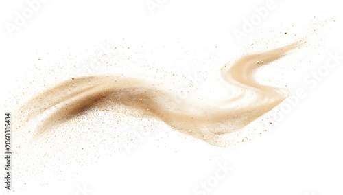 Cuadro en lienzo Golden sand particles explosion with freeze motion and dynamic effect PNG