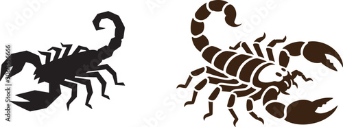 Obraz na plátně Scorpion silhouette and tribal style vector illustration set for tattoo design a