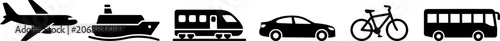 Transportation vehicle icon set for travel and logistics