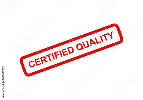 Certified quality red stamp on white background isolated on transparent background