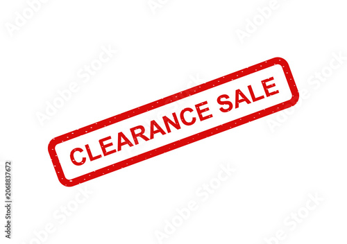 Red clearance sale stamp with bold text isolated on transparent background