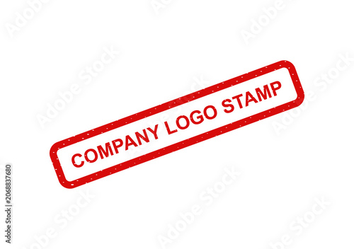 Red company logo stamp with text isolated on transparent background