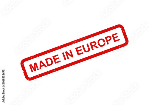 Made in europe red stamp badge isolated on transparent background