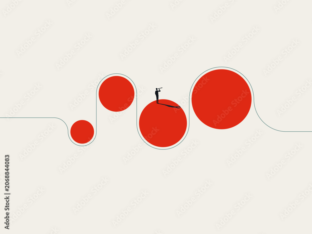 Fototapeta premium Business vision and growth vector concept. Symbol of strategic planning, future foresight, professional corporate success. Minimal design eps10 illustration.