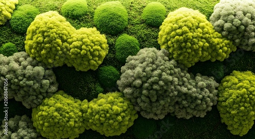 Abstract natural texture with varied green and white plant forms