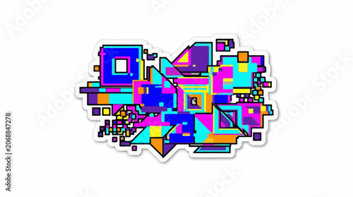 A colorful abstract composition of various shapes