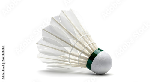 White badminton shuttlecock isolated on white background