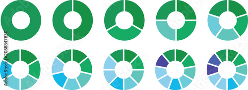 Foto Circle division on from 1 to 14 equal parts