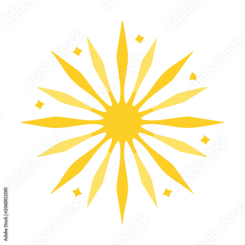 Yellow sunburst vector illustration with rays and sparkles