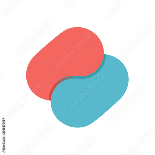 Abstract overlapping organic shapes in flat design